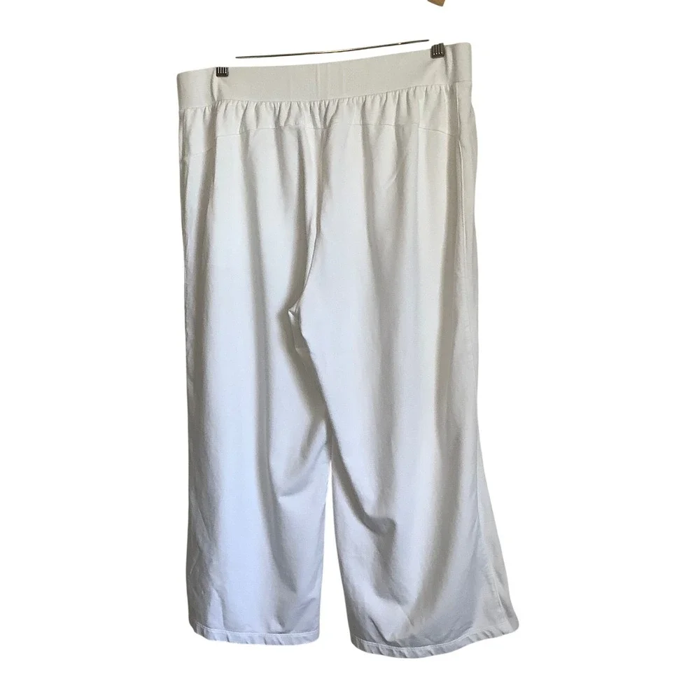 T by Talbots Women White Wide Leg Crop Pants XL Petite Cotton Modal Stretch XLp - Picture 4 of 16